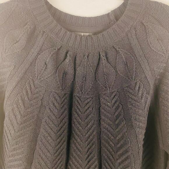 Jason Wu Black Oversized Cable Knit Herringbone Chevron Pattern Sweater Small - Picture 2 of 8